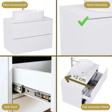 HD Zyra Pro Lacquer White 60 fali mosdószekrény, push-to-open mechanizmussal, fényes fehér mosdópulttal