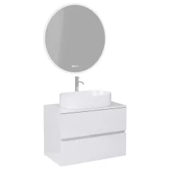   HD Zyra Lacquer White 60/80/100/120 komplett fürdőszoba bútor fali mosdószekrénnyel, fényes fehér mosdópulttal és tükörrel