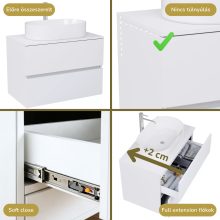 HD Zyra Lacquer White 60/80/100/120 komplett fürdőszoba bútor fali mosdószekrénnyel, fényes fehér mosdópulttal és tükörrel