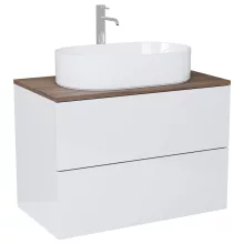 HD Zyra Pro Lacquer White 60 fali mosdószekrény, push-to-open mechanizmussal, tölgyfa színű mosdópulttal