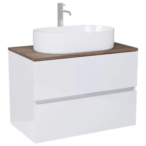 HD Zyra Lacquer White 60 fali mosdószekrény tölgyfa színű mosdópulttal