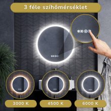 HD Zyra Lacquer White 60 komplett fürdőszoba bútor szett fali mosdószekrénnyel, tölgyfa színű mosdópulttal, tükörrel és magasszekrénnyel