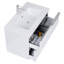 HD Cremona Lacquer White 60 fali mosdószekrény fényes króm fogantyúkkal és fényes fehér slim mosdóval