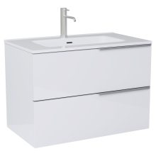 HD Cremona Lacquer White 60 komplett fürdőszoba bútor fali mosdószekrénnyel, szálcsiszolt króm fogantyúkkal, fényes fehér slim mosdóval és tükörrel