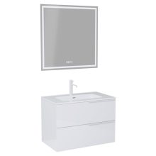 HD Cremona Lacquer White 60 komplett fürdőszoba bútor fali mosdószekrénnyel, matt fehér fogantyúkkal, fényes fehér slim mosdóval és tükörrel