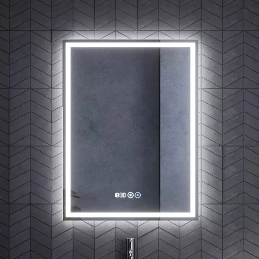 HD Cremona Lacquer White 60 komplett fürdőszoba bútor szett fali mosdószekrénnyel, matt fehér fogantyúkkal, fényes fehér slim mosdóval, tükörrel és magasszekrénnyel