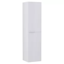 HD Cremona Lacquer White 60 komplett fürdőszoba bútor szett fali mosdószekrénnyel, matt fehér fogantyúkkal, matt fekete slim mosdóval, tükörrel és magasszekrénnyel