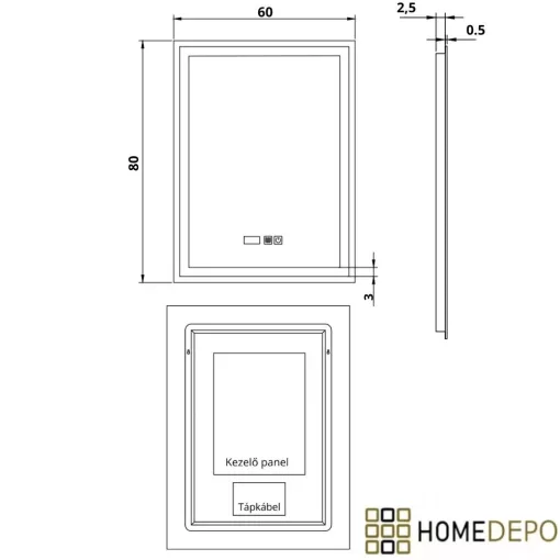 HD Cremona Lacquer White 60 komplett fürdőszoba bútor szett fali mosdószekrénnyel, matt fehér fogantyúkkal, matt fekete slim mosdóval, tükörrel és magasszekrénnyel