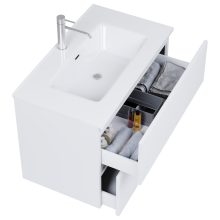 HD Aria Pro Silk Matt White 60 fali mosdószekrény, push-to-open mechanizmussal, fényes fehér slim mosdóval