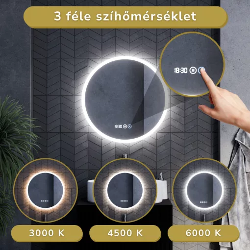 HD Aria Silk Matt White 60 komplett fürdőszoba bútor fali mosdószekrénnyel, matt fekete slim mosdóval és tükörrel