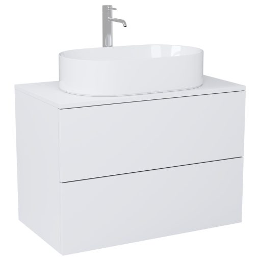 HD Zyra Pro Silk Matt White 60 fali mosdószekrény, push-to-open mechanizmussal, selymes matt fehér mosdópulttal