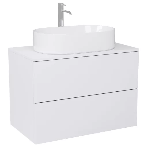 HD Zyra Pro Silk Matt White 60 fali mosdószekrény, push-to-open mechanizmussal, selymes matt fehér mosdópulttal