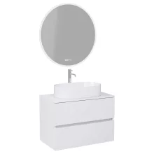 HD Zyra Silk Matt White 60/80/100/120 komplett fürdőszoba bútor fali mosdószekrénnyel, selymes matt fehér mosdópulttal és tükörrel