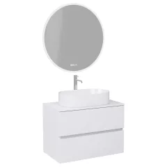   HD Zyra Silk Matt White 60/80/100/120 komplett fürdőszoba bútor fali mosdószekrénnyel, selymes matt fehér mosdópulttal és tükörrel