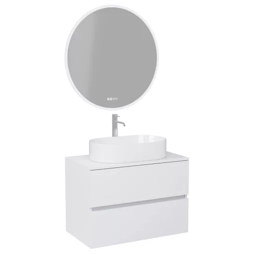 HD Zyra Silk Matt White 60/80/100/120 komplett fürdőszoba bútor fali mosdószekrénnyel, selymes matt fehér mosdópulttal és tükörrel