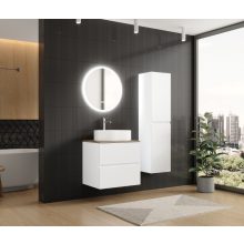 HD Zyra Silk Matt White 60 fali mosdószekrény tölgyfa színű mosdópulttal