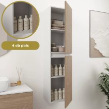 HD Aria Silk Matt White-Oak 60 komplett fürdőszoba bútor szett fali mosdószekrénnyel, fényes fehér slim mosdóval, tükörrel és magasszekrénnyel