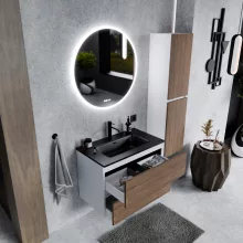 HD Aria Silk Matt White-Oak 60 fali mosdószekrény matt fekete slim mosdóval