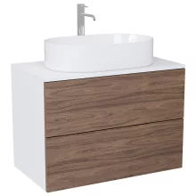 HD Zyra Pro Silk Matt White-Oak 60 fali mosdószekrény, push-to-open mechanizmussal, selymes matt fehér mosdópulttal