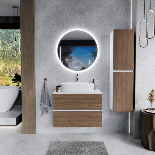 HD Zyra Silk Matt White-Oak 60/80/100/120 fali mosdószekrény selymes matt fehér mosdópulttal