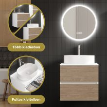 HD Zyra Silk Matt White-Oak 60/80/100/120 fali mosdószekrény selymes matt fehér mosdópulttal