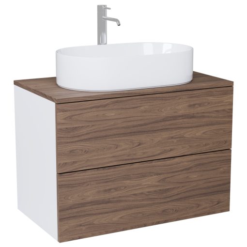 HD Zyra Pro Silk Matt White-Oak 60 fali mosdószekrény, push-to-open mechanizmussal, oak mosdópulttal