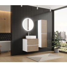 HD Zyra Silk Matt White-Oak 60 fali mosdószekrény oak mosdópulttal