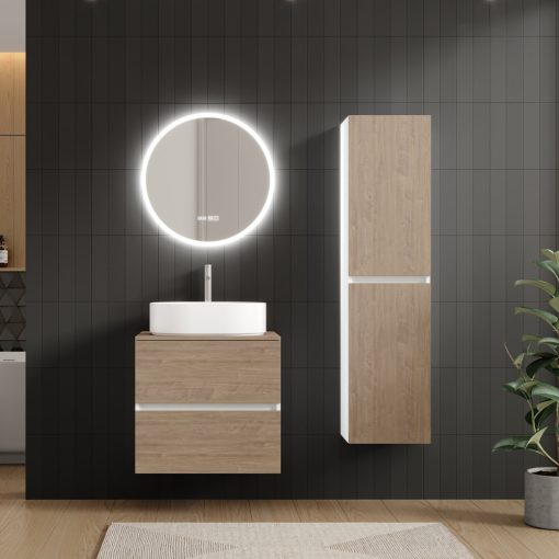 HD Zyra Silk Matt White-Oak 60 fali mosdószekrény oak mosdópulttal