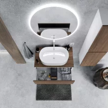 HD Zyra Silk Matt White-Oak 60 fali mosdószekrény oak mosdópulttal