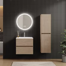 HD Aria Oak 60 fali mosdószekrény fényes fehér slim mosdóval