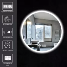 HD Aria Pro Oak 60 komplett fürdőszoba bútor fali push-to-open mosdószekrénnyel, fényes fehér slim mosdóval és tükörrel