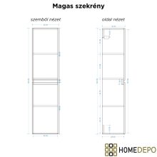 HD Aria Oak 60 komplett fürdőszoba bútor szett fali mosdószekrénnyel, fényes fehér slim mosdóval, tükörrel és magasszekrénnyel