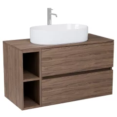   HD Zyra+ Oak 80/100 fali mosdószekrény oak mosdópulttal és kiegészítő oak fali modullal