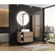 HD Zyra+ Oak 80/100 fali mosdószekrény oak mosdópulttal és kiegészítő oak fali modullal