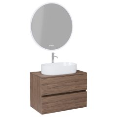   HD Zyra Oak 60/80/100/120 komplett fürdőszoba bútor fali mosdószekrénnyel, tölgyfa színű mosdópulttal és tükörrel