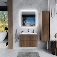 HD Ravello Pro Oak 60 fali mosdószekrény, push-to-open mechanizmussal, fényes fehér slim mosdóval