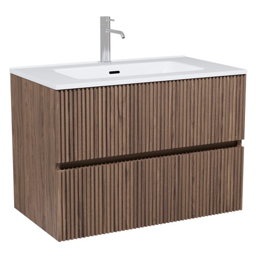 HD Torino Oak 60/80 fali mosdószekrény fényes fehér slim mosdóval