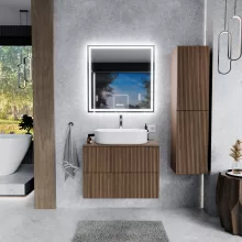 HD Rapallo Pro Oak 60 fali mosdószekrény, push-to-open mechanizmussal, tölgyfa színű mosdópulttal
