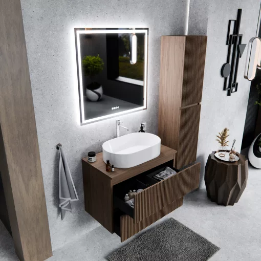 HD Turin Oak 60/80 fali mosdószekrény tölgyfa színű mosdópulttal