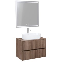   HD Turin Oak 60/80 komplett fürdőszoba bútor fali mosdószekrénnyel, tölgyfa színű mosdópulttal és tükörrel