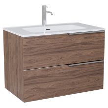 HD Cremona Oak 60 komplett fürdőszoba bútor fali mosdószekrénnyel, fényes króm fogantyúkkal, fényes fehér slim mosdóval és tükörrel