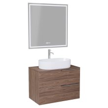 HD Carona Oak 60 komplett fürdőszoba bútor fali mosdószekrénnyel, fényes króm fogantyúkkal, tölgyfa színű mosdópulttal és tükörrel