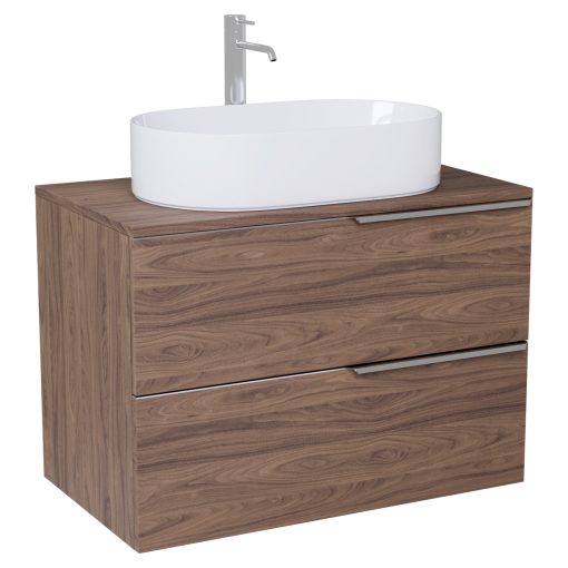 HD Carona Oak 60 komplett fürdőszoba bútor fali mosdószekrénnyel, fényes króm fogantyúkkal, tölgyfa színű mosdópulttal és tükörrel