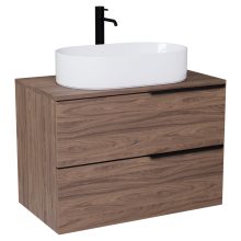 HD Carona Oak 60/80 fali mosdószekrény tölgyfa színű mosdópulttal és matt fekete fogantyúkkal