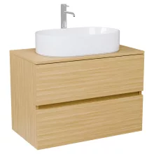 HD Zyra Hickory 60/80/100/120 komplett fürdőszoba bútor fali mosdószekrénnyel, hikoridió színű mosdópulttal és tükörrel