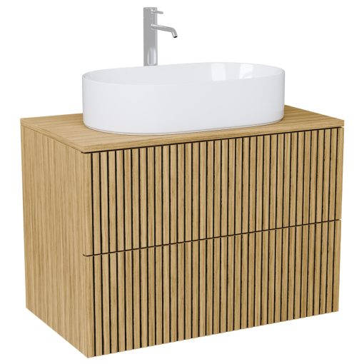 HD Palma Pro Hickory 60 fali mosdószekrény, push-to-open mechanizmussal, hikoridió színű mosdópulttal