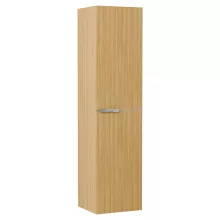 HD Carona Hickory 60 komplett fürdőszoba bútor szett fali mosdószekrénnyel, fényes króm fogantyúkkal, hikoridió színű mosdópulttal, tükörrel és magas szekrénnyel