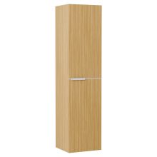 HD Cremona Hickory 60 komplett fürdőszoba bútor szett fali mosdószekrénnyel, matt fehér fogantyúkkal, matt fekete slim mosdóval, tükörrel és magas szekrénnyel