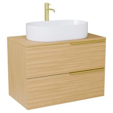 HD Carona Hickory 60 fali mosdószekrény hikoridió színű mosdópulttal és szálcsiszolt arany fogantyúkkal