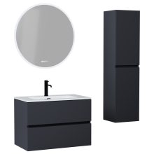 HD Aria Antracit 60 komplett fürdőszoba bútor szett fali mosdószekrénnyel, fényes fehér slim mosdóval, tükörrel és magasszekrénnyel